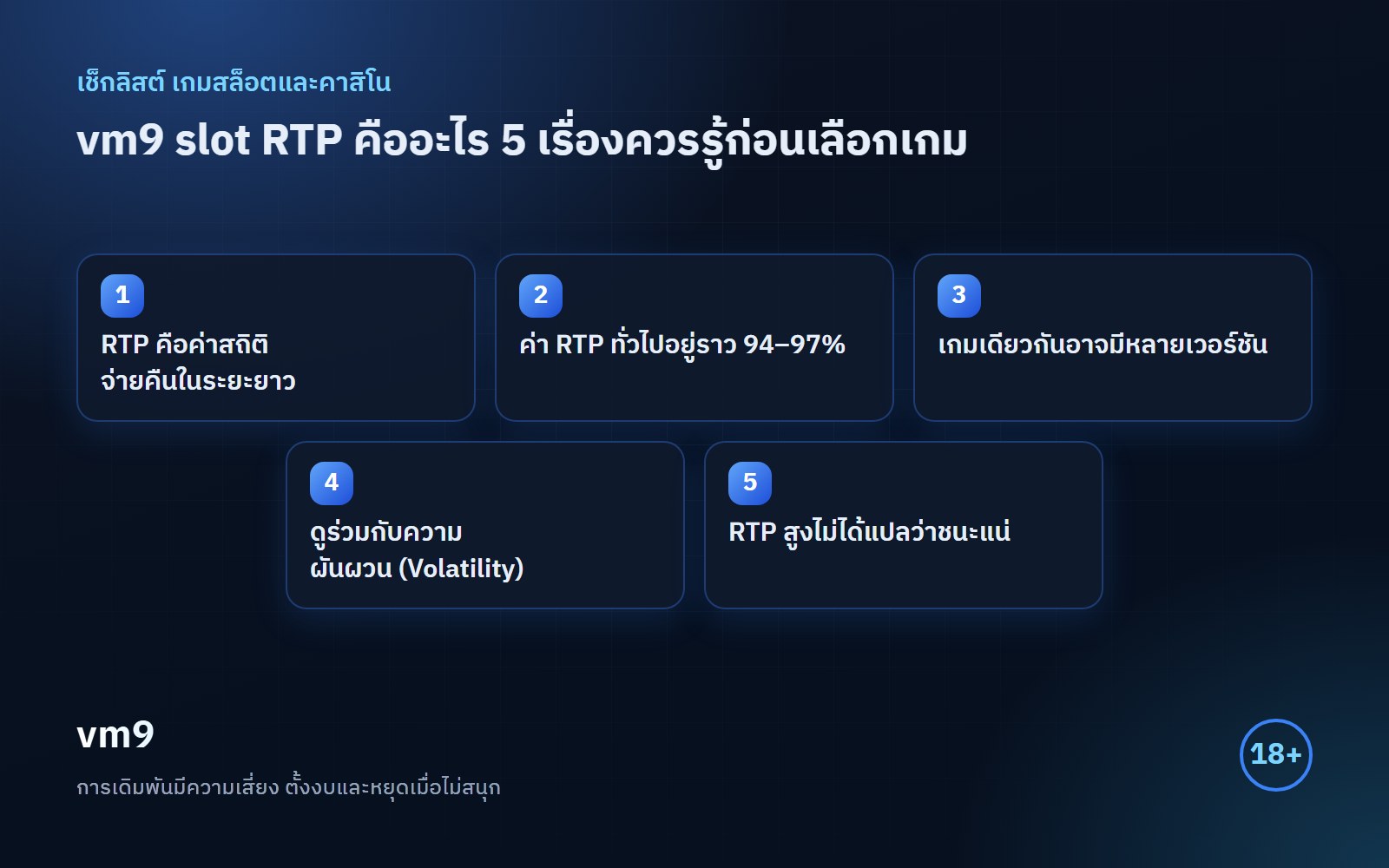 vm9 slot RTP เช็กลิสต์ 5 เรื่องควรรู้ก่อนเลือกเกม