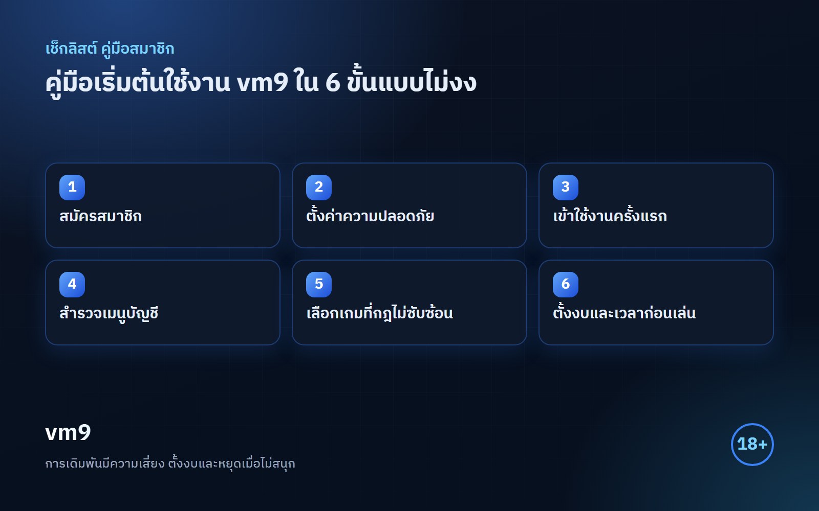 คู่มือเริ่มต้น vm9 เช็กลิสต์ 6 ขั้นตอน
